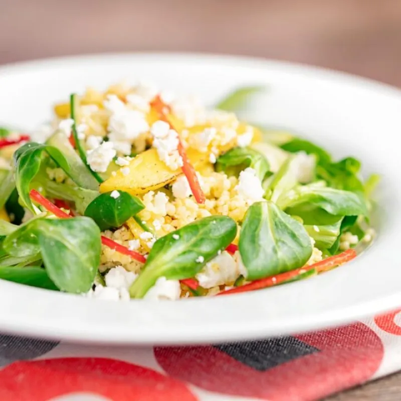 Millet Salad Recipe with Mango, Cucumber and Feta