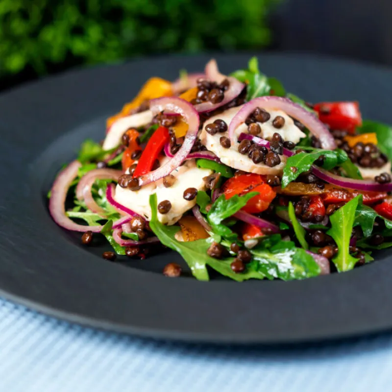 Puy Lentil Salad With Goat Cheese and Roasted Peppers