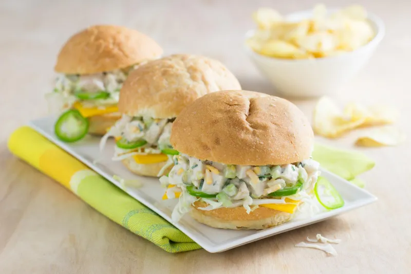 Chicken, Cheddar and Green Chile Sliders