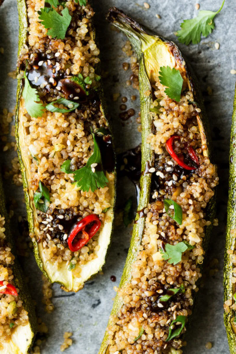 Vegan zucchini boats with quinoa
