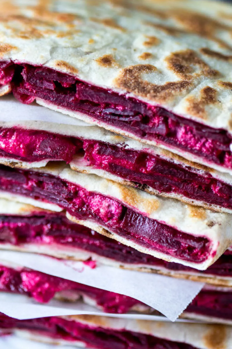 Gözleme with beetroot and horseradish