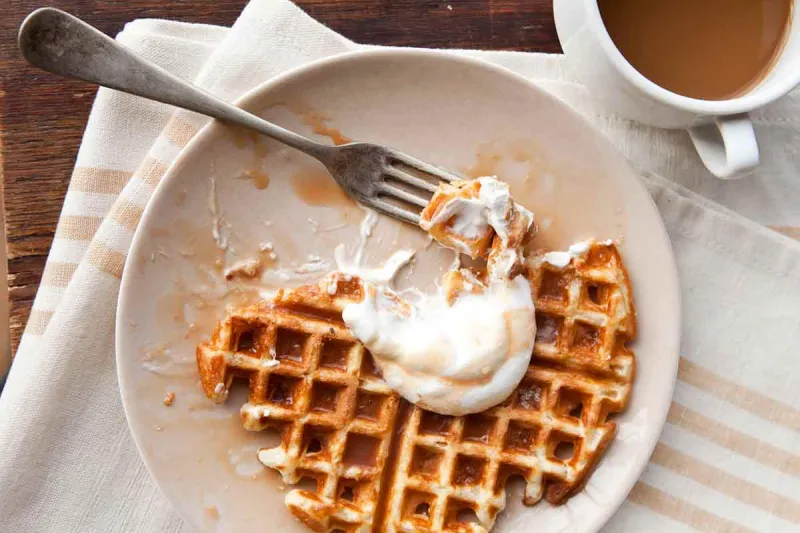 Waffles with Salted Caramel Sauce