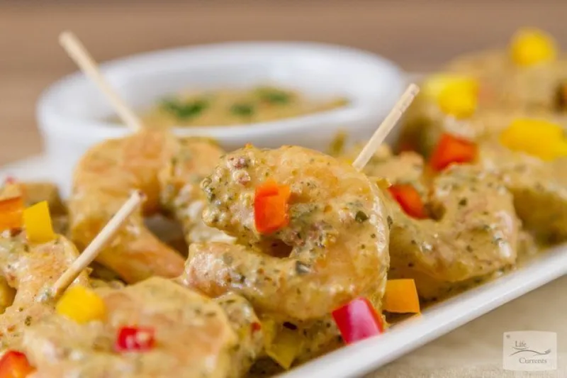 Creamy Pesto Shrimp Appetizer