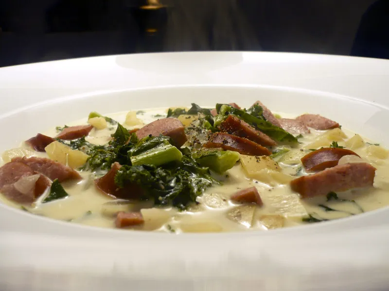 Creamy Kale and Kielbasa Soup