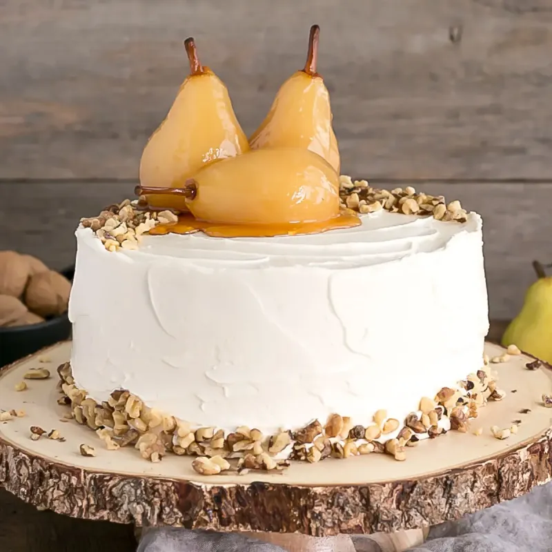 Pear & Walnut Cake with Honey Buttercream