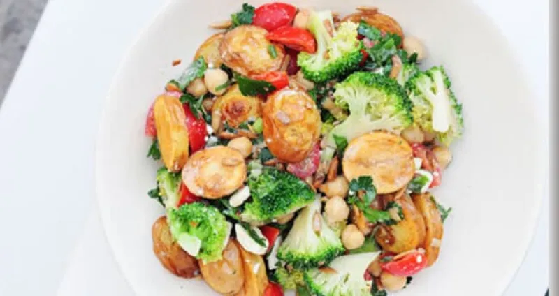 Warm Potato Salad with Chickpeas and Broccoli