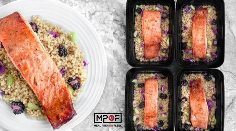 Baked Salmon with Blackberry Quinoa Salad