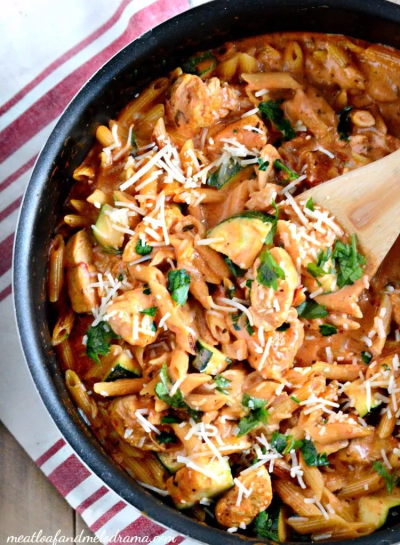 One Pot Chicken Penne Pasta with Zucchini