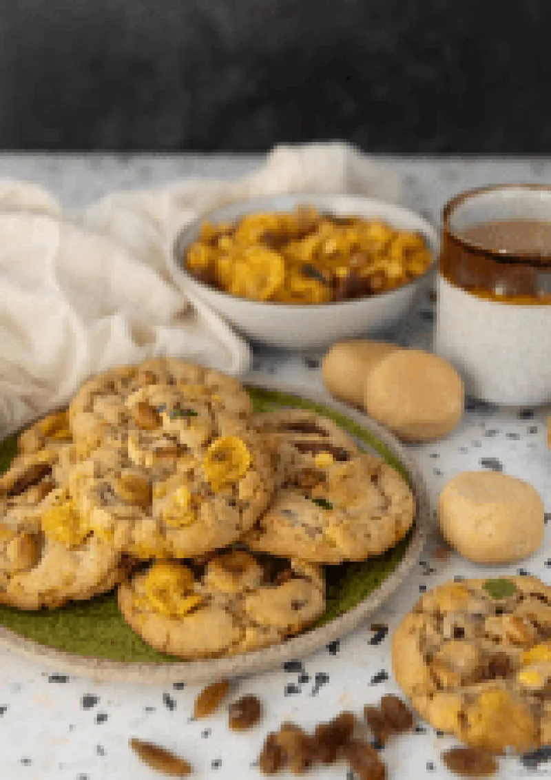 Peda and Cornflake Chevdo Chai Cookies