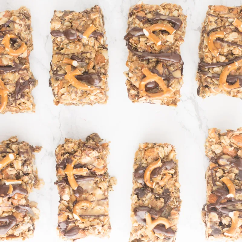 Chocolate Peanut Butter Pretzel Granola Bars