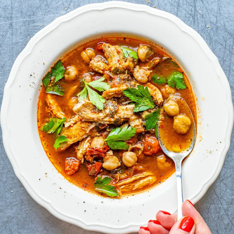 Harissa Chicken & Chickpea Soup