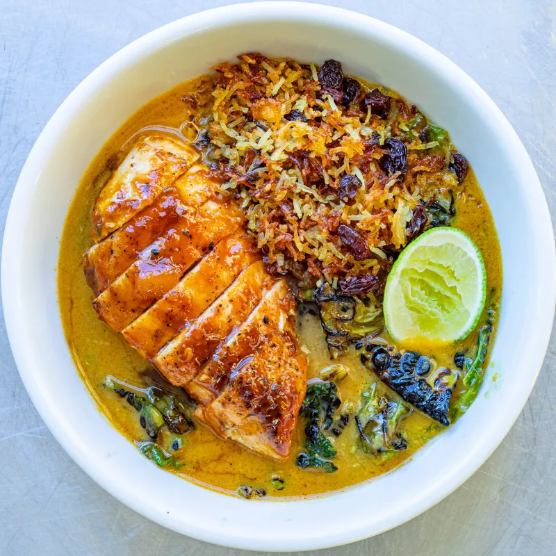 Coronation Chicken & Jewelled Crispy Rice