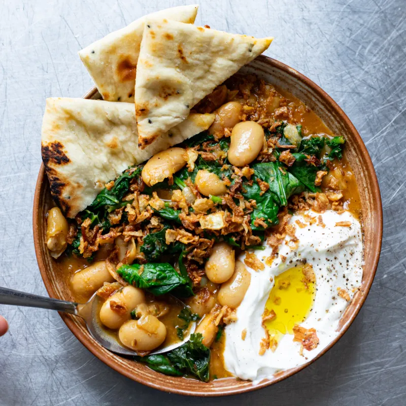 Butter Bean Curry with Garlicky Greens