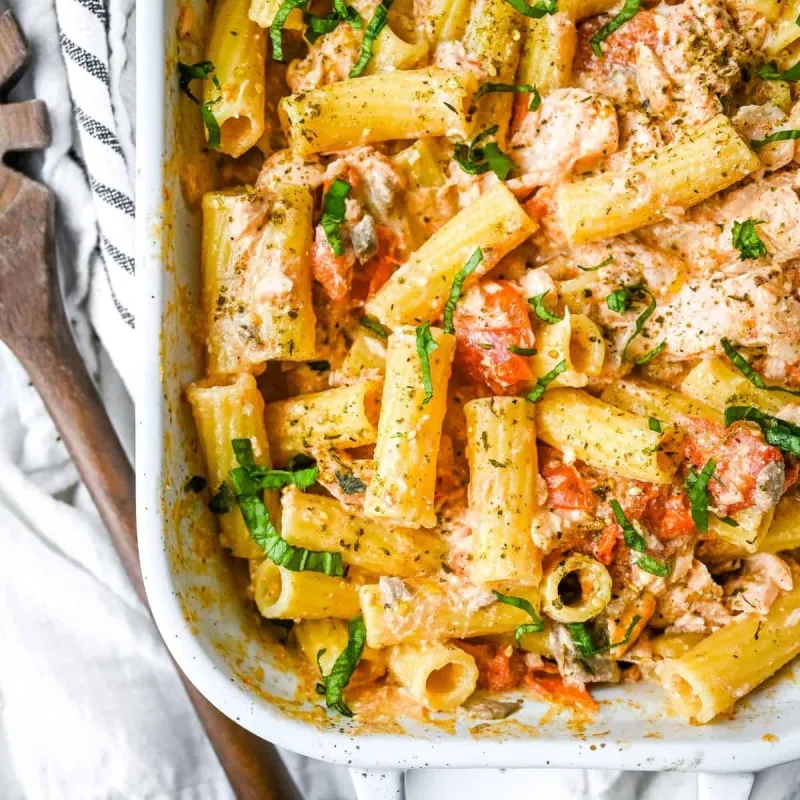 Baked Feta Pasta with Salmon
