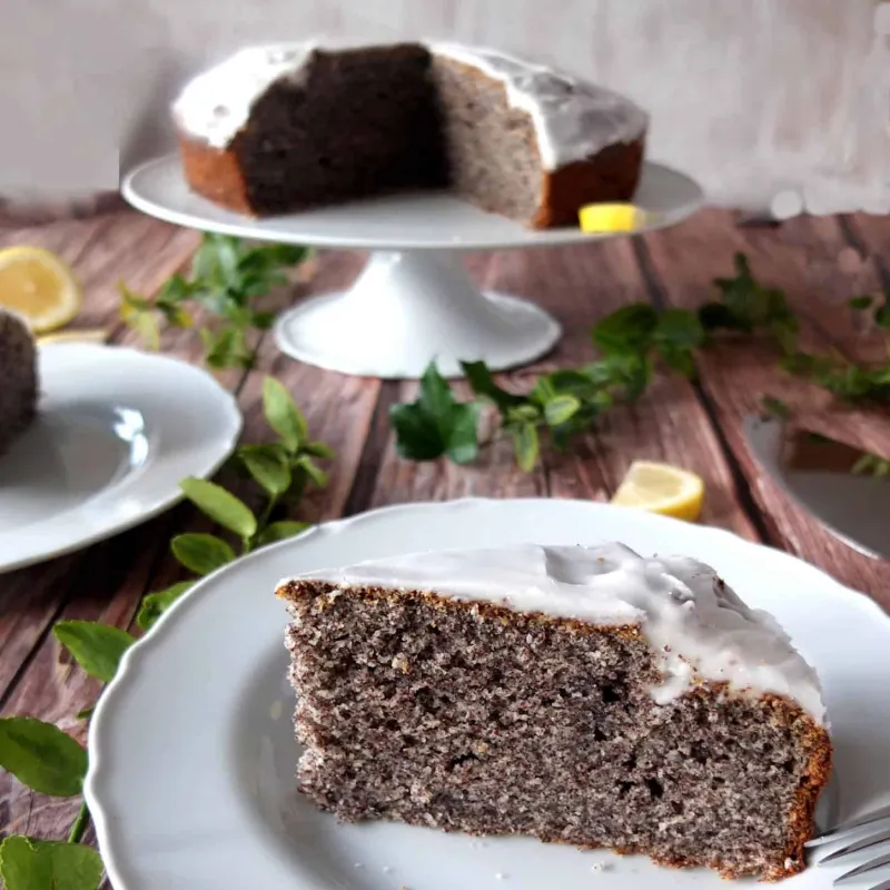 German Poppy Seed Cake with Lemon Icing