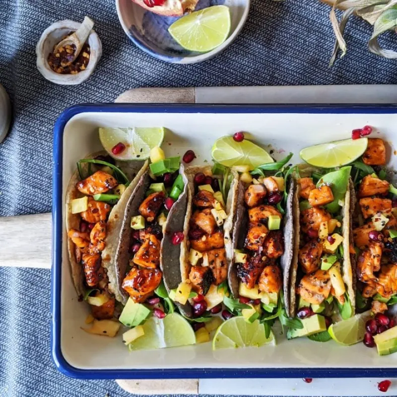 Maple Glazed Salmon Tacos (GF, DF)