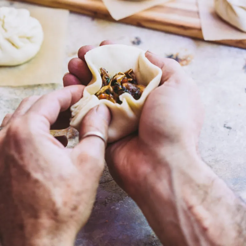 Vegan Bao Buns with BBQ Mushroom