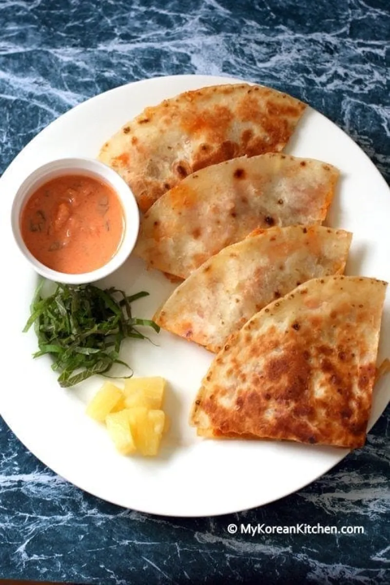 Spicy Chicken Quesadilla with Gochujang Salsa
