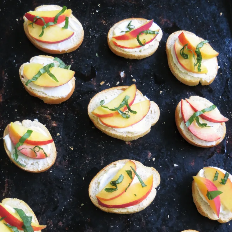 Peach and Basil Bruschetta