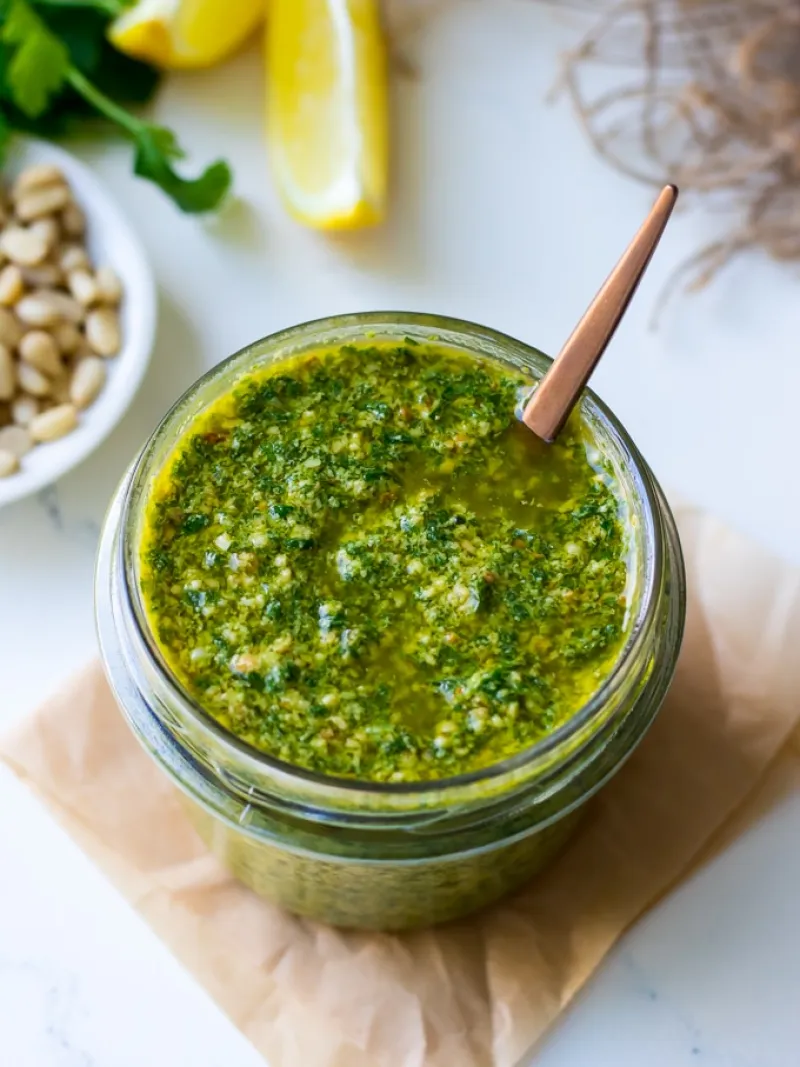 Lemon Basil Pesto (with a dairy free vegan option)