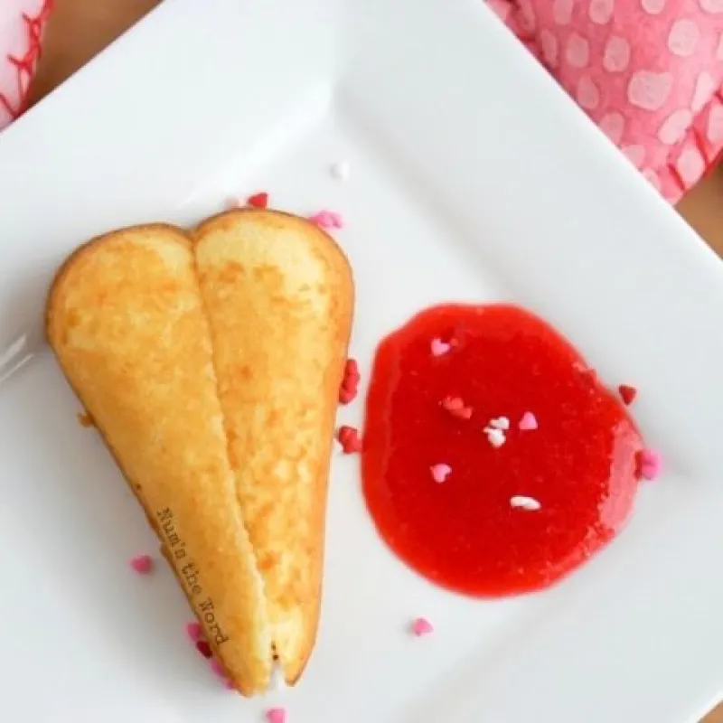 Twinkie Hearts with Raspberry Puree
