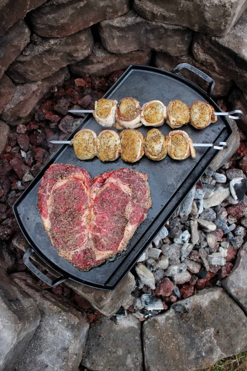 Ribeyes and Bacon Wrapped Scallops