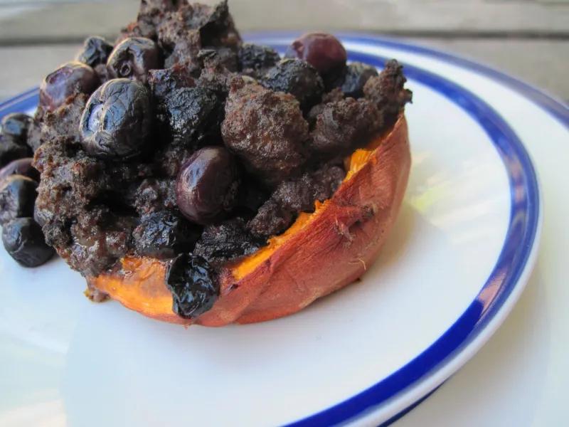 Blueberry Breakfast Stuffed Sweet Potatoes