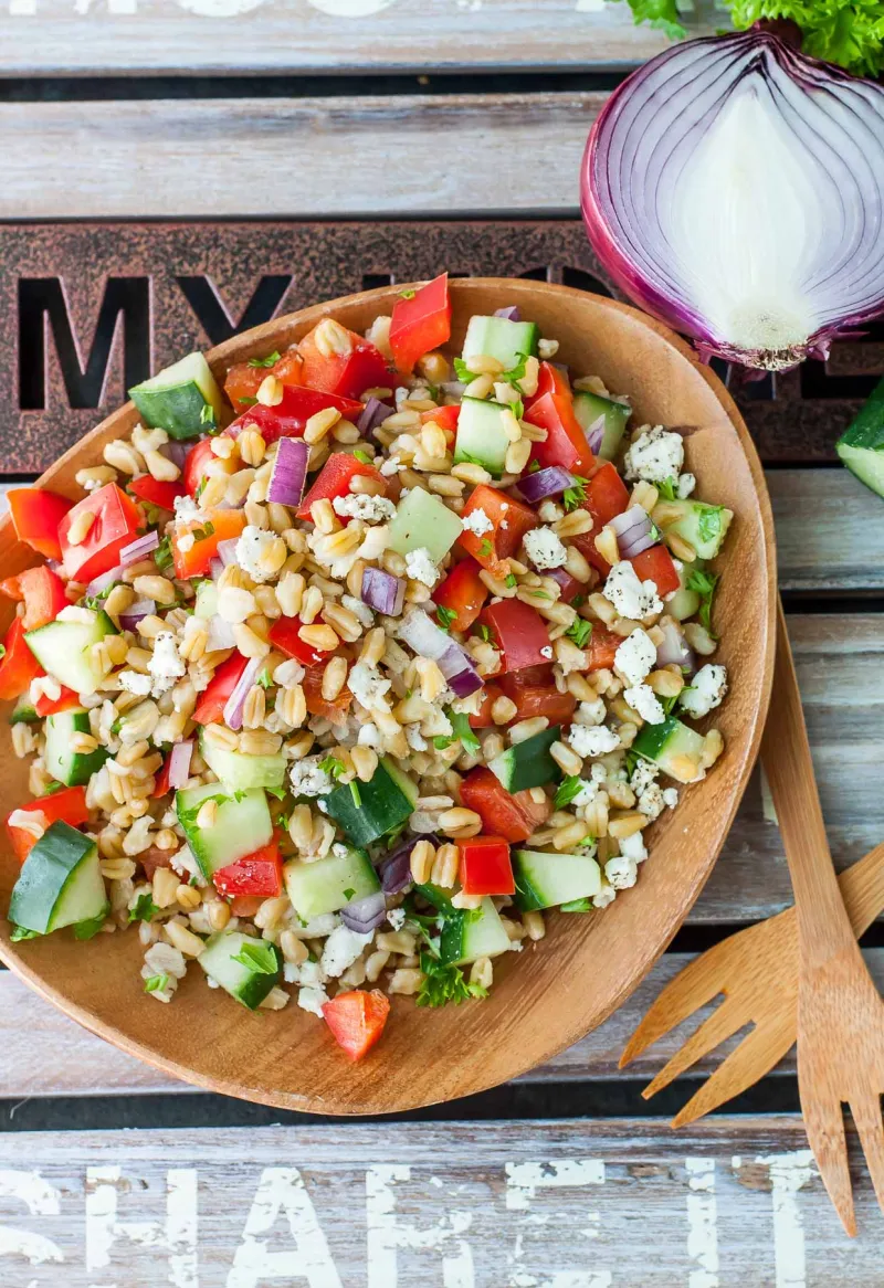 Healthy Greek Freekeh Salad