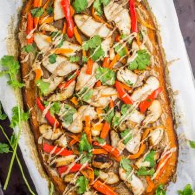 Thai Chicken Sweet Potato Flatbread (Paleo)