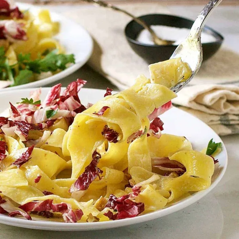 Creamy Pappardelle with Radicchio and Walnuts