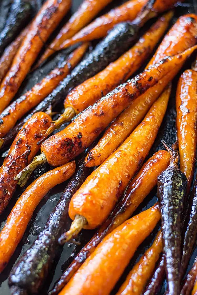 Maple gochujang glazed baby carrots
