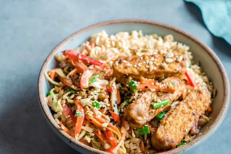 Vegan Sesame Tempeh Rice Bowl
