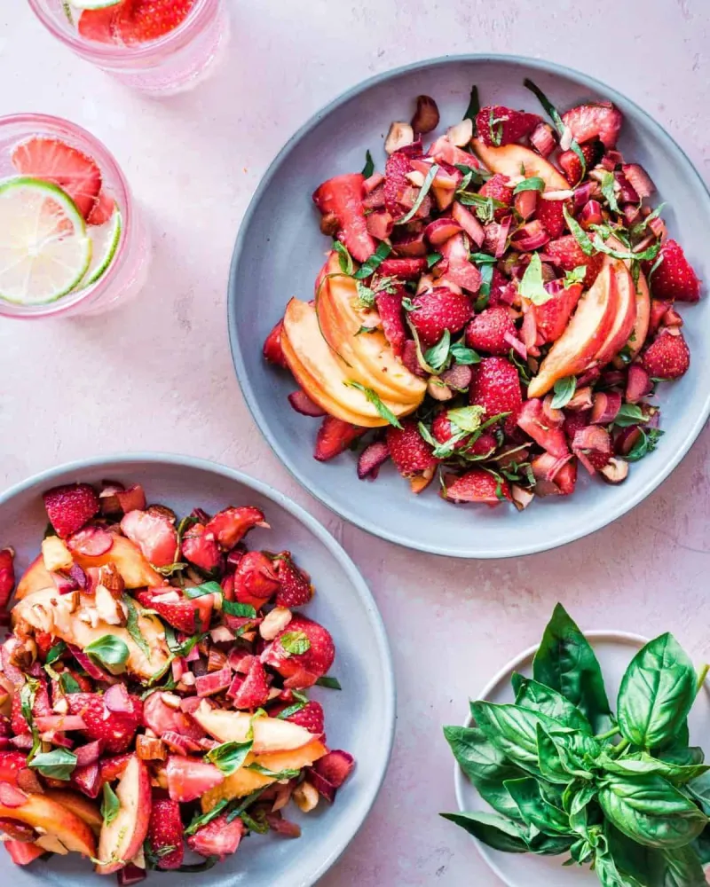 Healthy Vegan Strawberry Rhubarb Salad