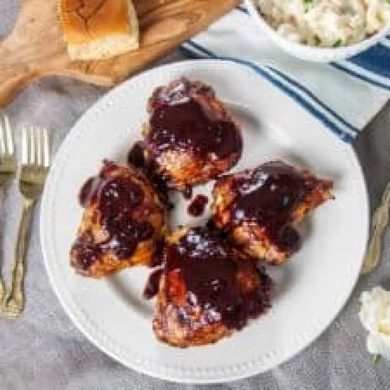 Blackberry Homemade BBQ Sauce Recipe on Grilled Chicken Thighs