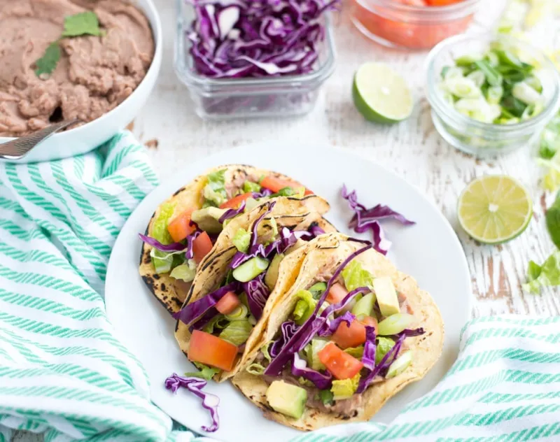Slow Cooker Refried Bean Tacos