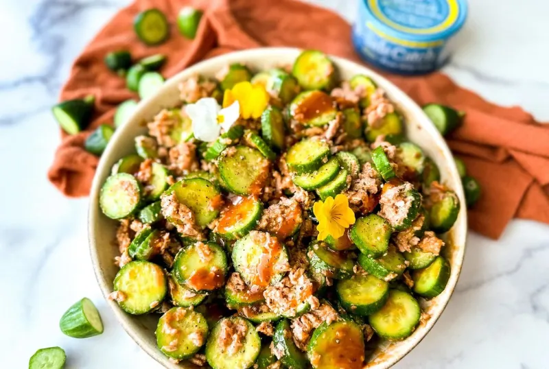 3-Ingredient Korean BBQ Tuna Cucumber Salad