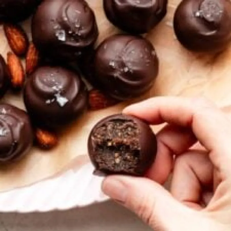 Healthy Chocolate-Covered Date & Almond Truffles