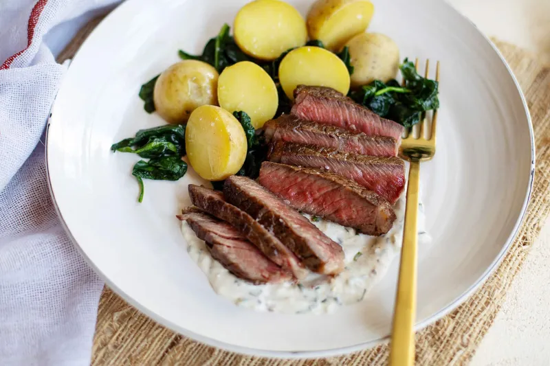 Butter-Basted Steak With Creamy Horseradish Sauce Recipe