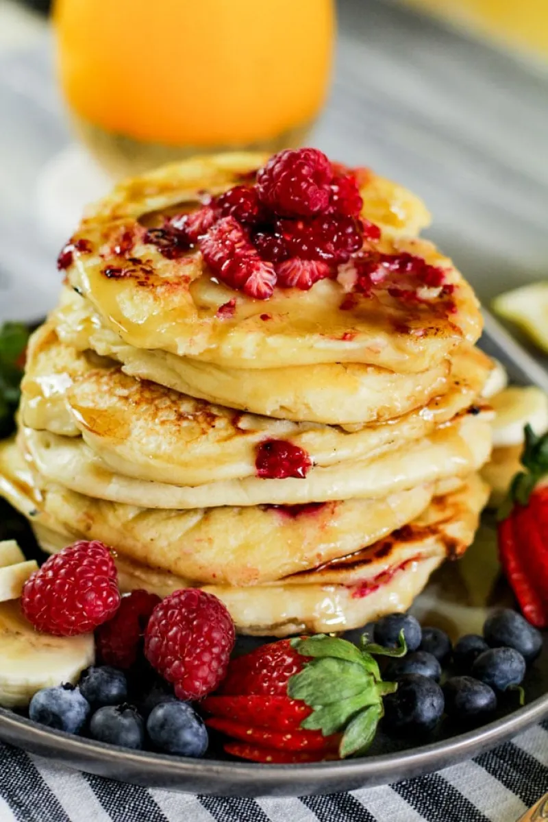 Raspberry Lemon Ricotta Pancakes