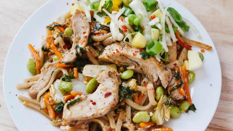 Chicken Salad with Edamame & Chilli Noodles
