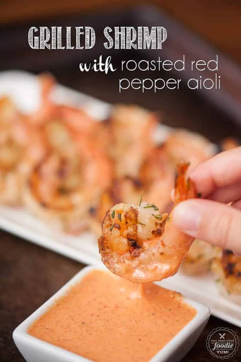 Grilled Shrimp with Roasted Red Pepper Aioli