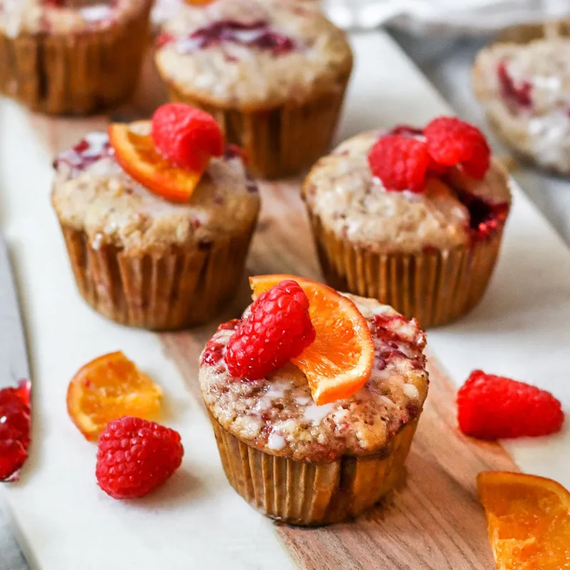 Vegan Orange & Raspberry Jam Muffins