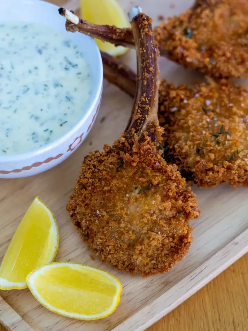 Crumbed Lamb Cutlets with Caper Mayonnaise