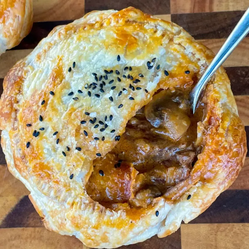 Slow-cooked Beef Stroganoff Pot Pies