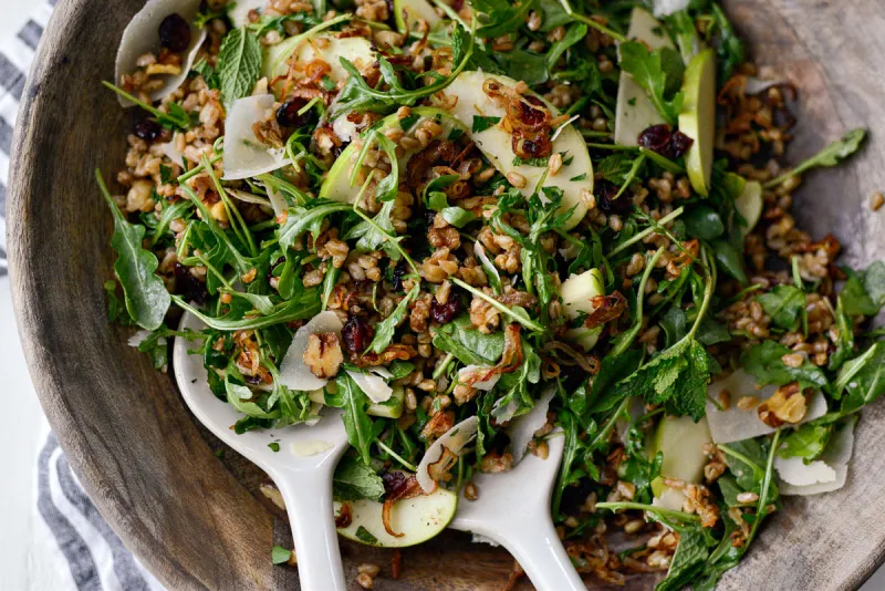 Winter Farro Salad with Fried Shallots