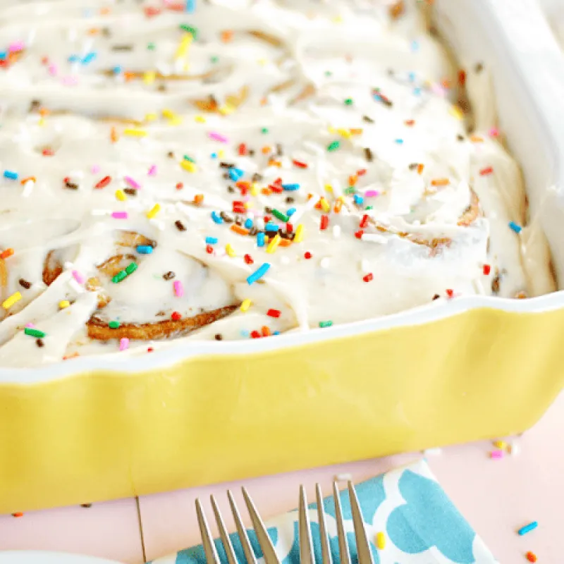 Cake Batter Cinnamon Rolls