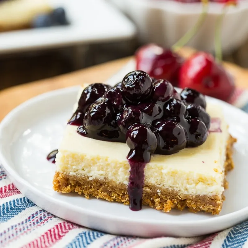 Lightened-Up Cheesecake Bars with Fruit Topping