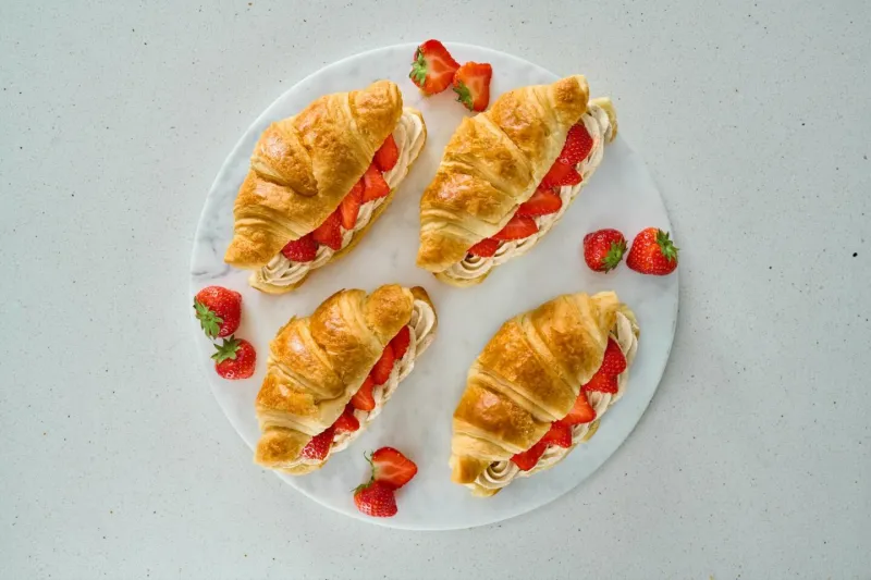 Vegan Strawberries & Cream Croissants
