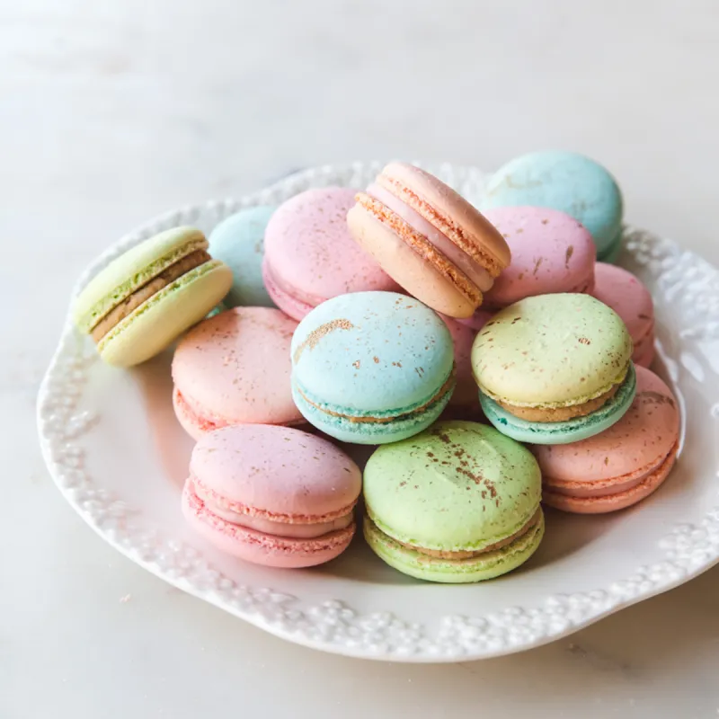 Peach Raspberry Macarons