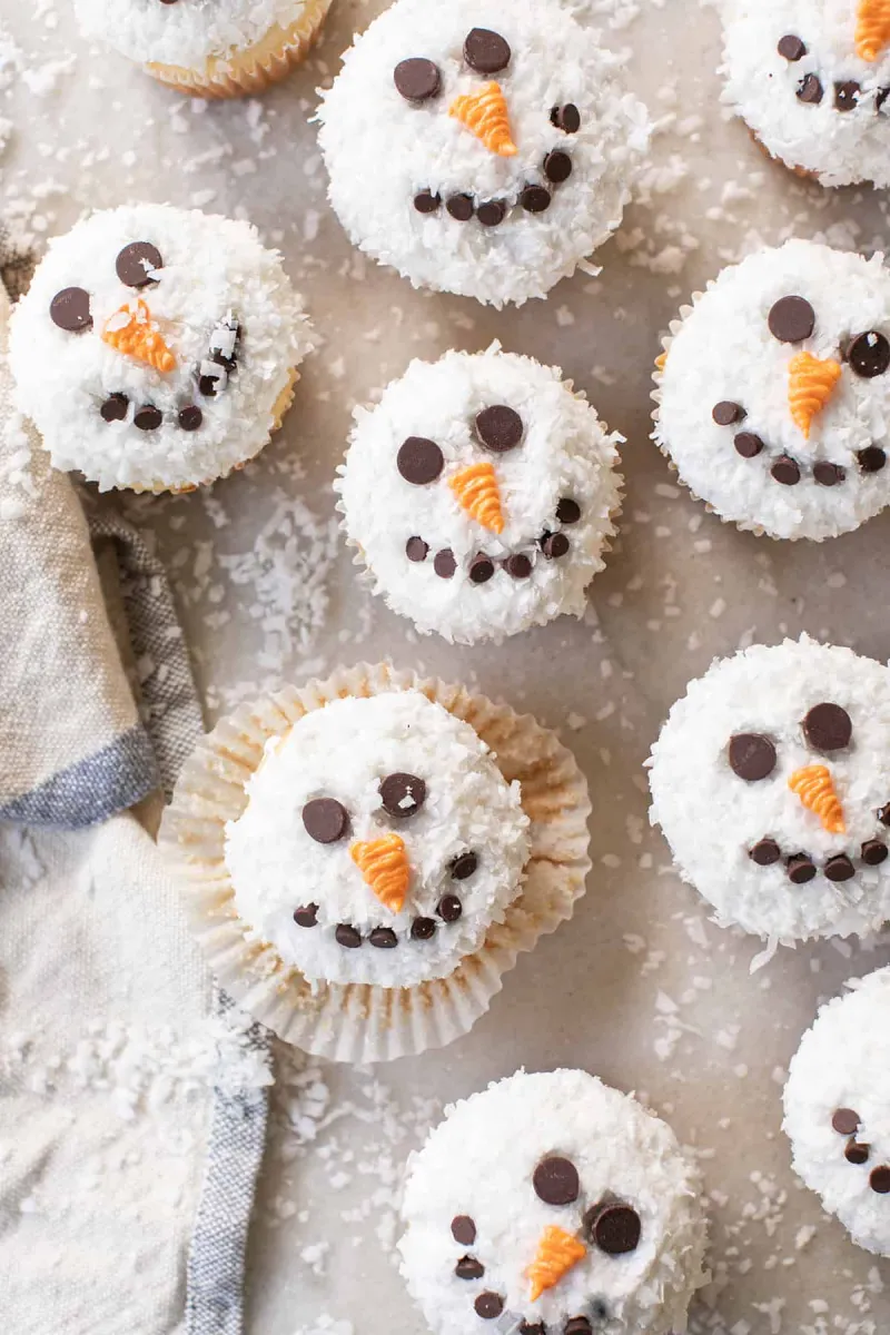 Coconut Snowman Cupcakes